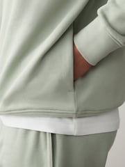 Sage Green Cotton Rich Lightweight Jersey Quarter Zip Sweatshirt - Image 5 of 8