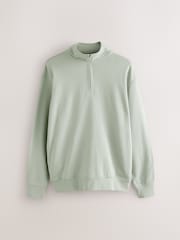 Sage Green Cotton Rich Lightweight Jersey Quarter Zip Sweatshirt - Image 6 of 8