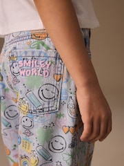 Smiley World Doodle Print - Barrel Leg Jeans (3-16yrs) - Imaginea 4 din 8