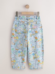 Smiley World Doodle Print - Barrel Leg Jeans (3-16yrs) - Imaginea 6 din 8