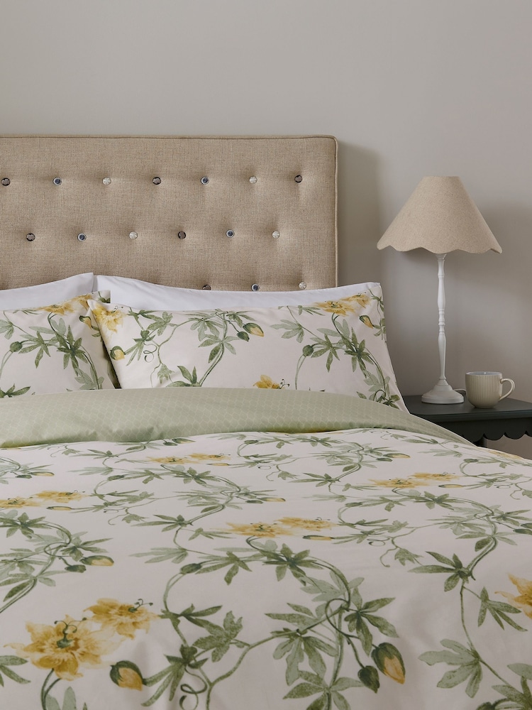 Helena Springfield Primrose Soft Green Passionflower Duvet Set - Image 2 of 5 Helena Springfield Primrose Soft Green Passionflower Duvet Set - Image 2 of 5