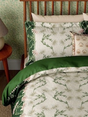 Morris & Co Olive  Ivory Scrolling Carnation 200 TC Duvet Set - Image 3 of 5