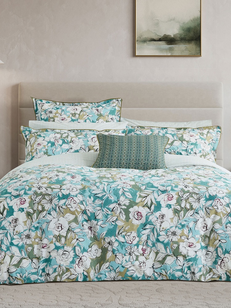 Bedeck of Belfast Blue Green Azmi 200 Thread Count Duvet Set - Image 1 of 5 Bedeck of Belfast Blue Green Azmi 200 Thread Count Duvet Set - Image 1 of 5
