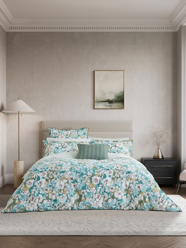 Bedeck of Belfast Blue Green Azmi 200 Thread Count Duvet Set - Image 2 of 5 Bedeck of Belfast Blue Green Azmi 200 Thread Count Duvet Set - Image 2 of 5