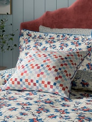 Land & Shore Blue  Red Seaforde Cotton Cushion - Image 1 of 5