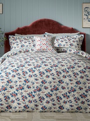 Land & Shore Blue  Red Seaforde Cotton Cushion - Image 3 of 5
