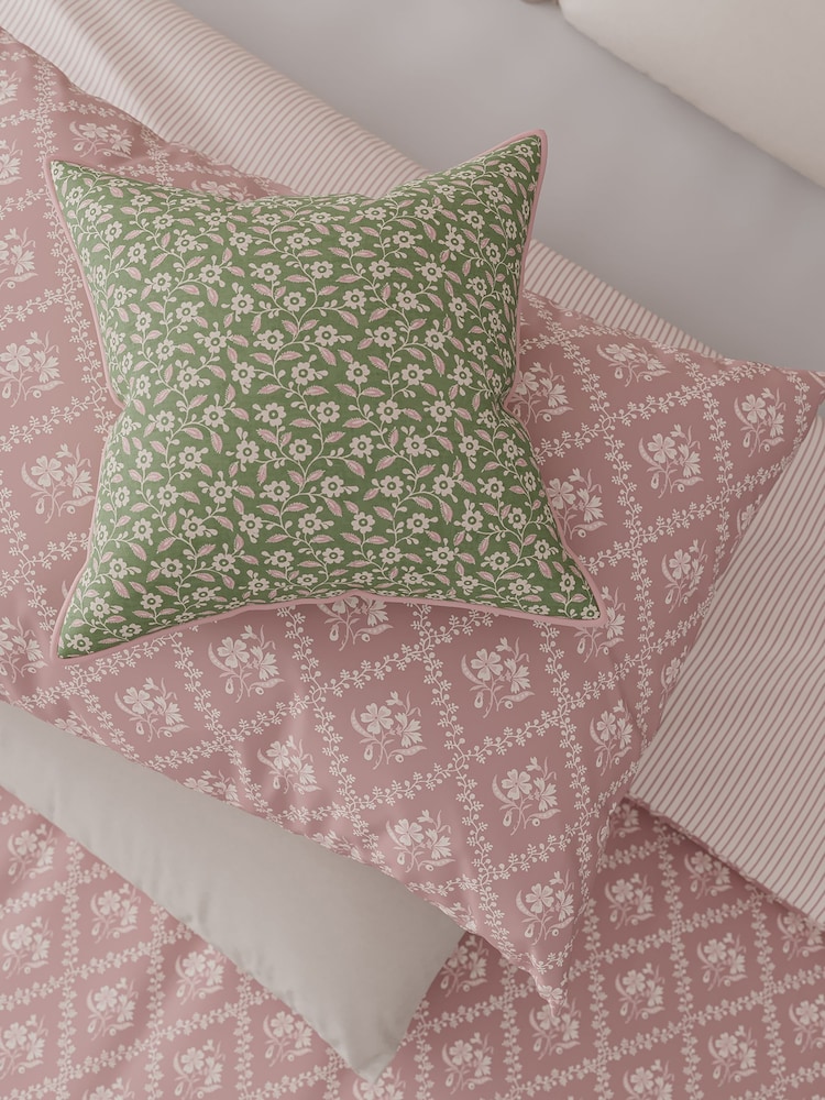 Helena Springfield Green/Pink Folk Ditsy Cushion - Image 1 of 5