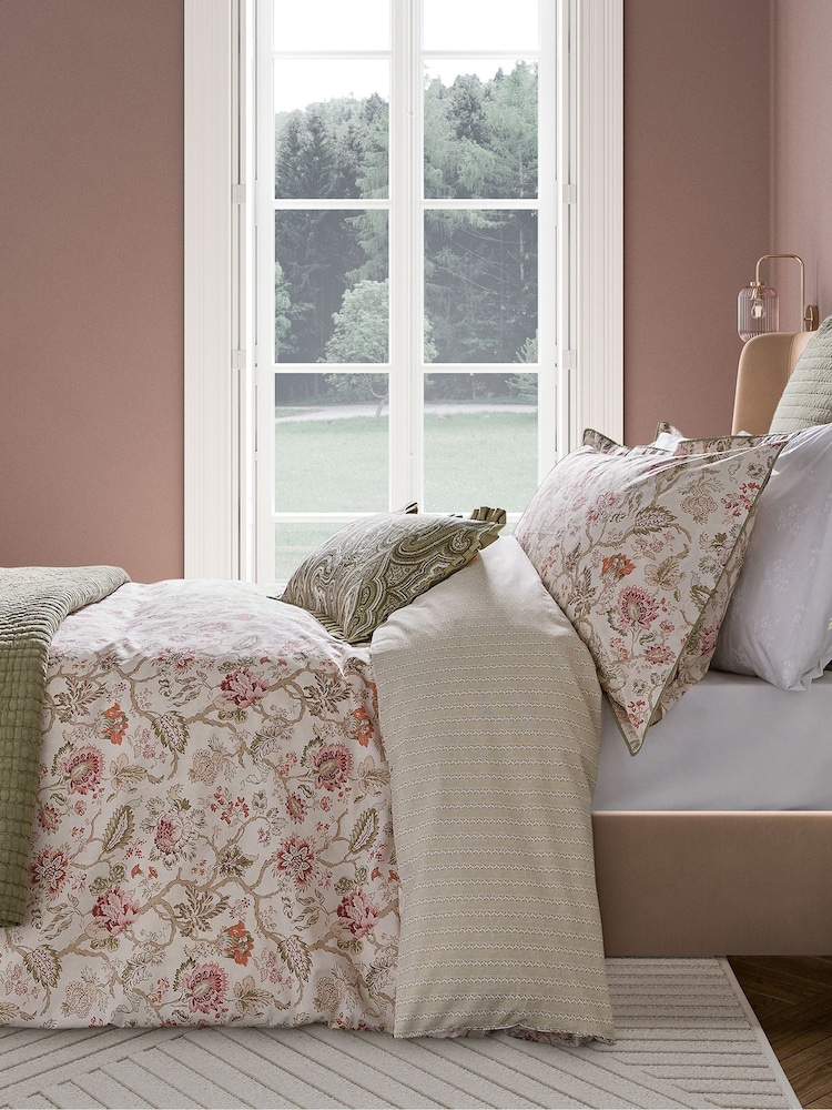 Bedeck of Belfast Sage Green Tuberose Nora 200 Thread Count Duvet Set - Image 2 of 6
