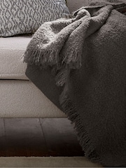 Bedeck of Belfast Charcoal Silver Boucle Wool Rich Throw - Image 1 of 3
