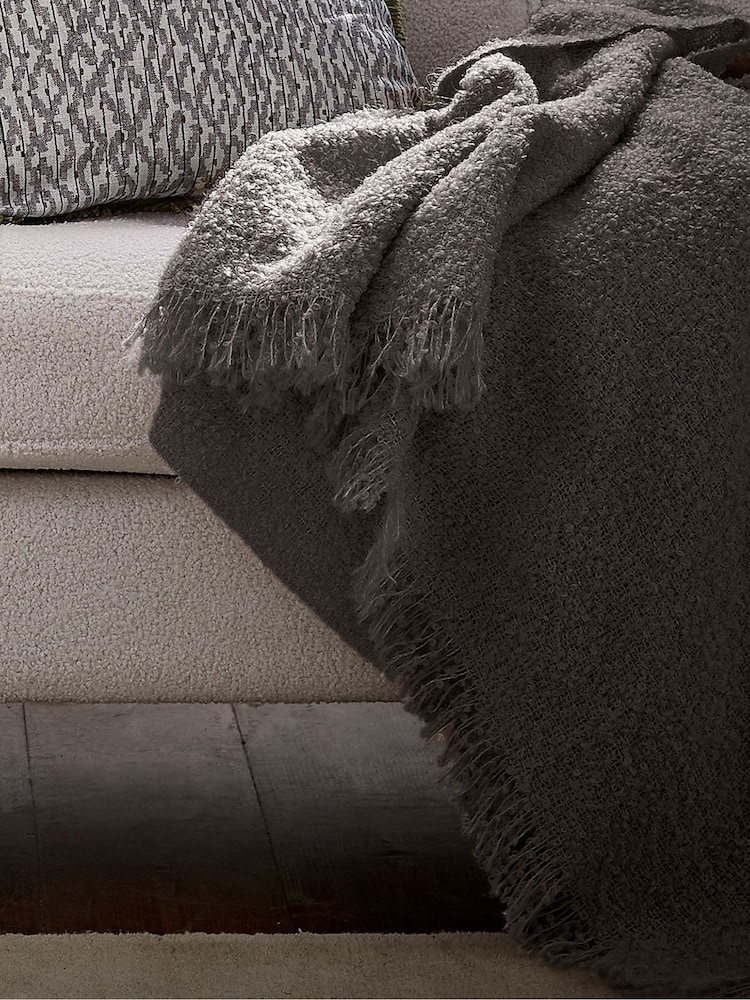 Bedeck of Belfast Charcoal Silver Boucle Wool Rich Throw - Image 1 of 3