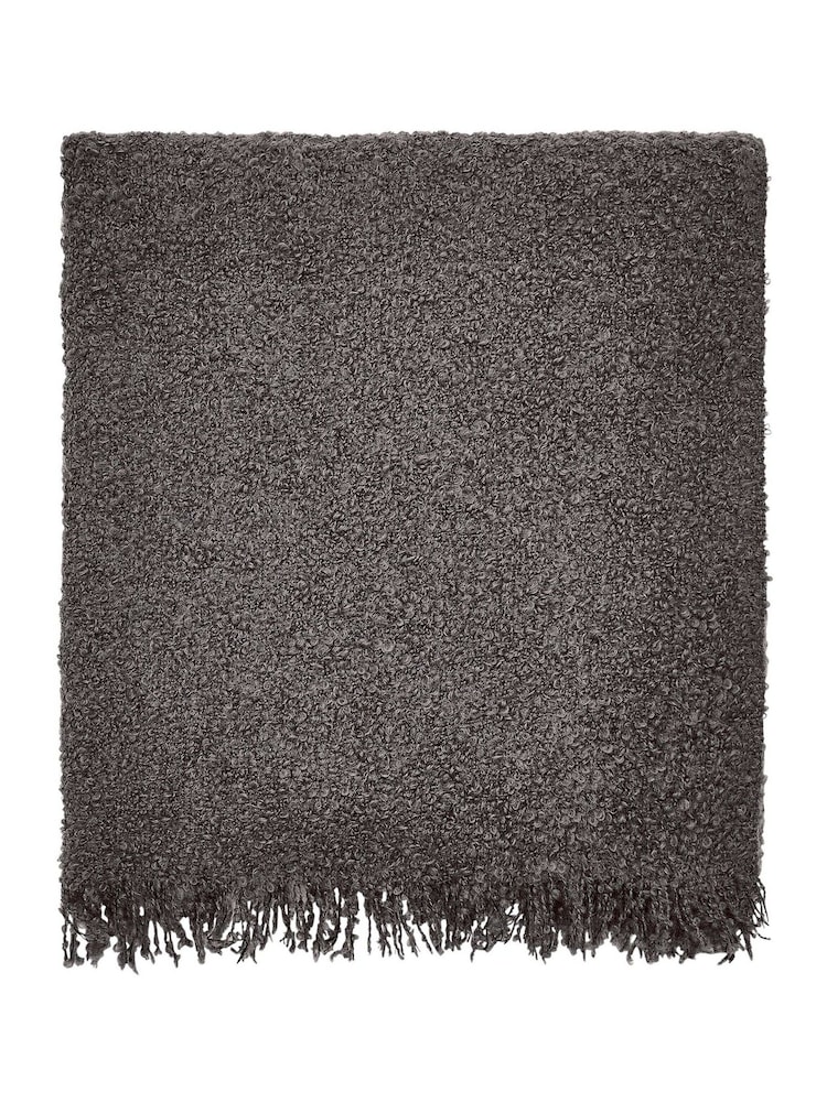 Bedeck of Belfast Charcoal Silver Boucle Wool Rich Throw - Image 2 of 3