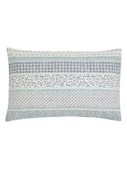 Helena Springfield Blue Teal Folk Stripe 100% Cotton Duvet Set - Image 5 of 6