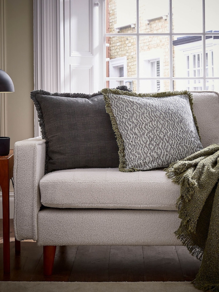 Bedeck of Belfast Olive Boucle Wool Rich Throw - Image 2 of 4