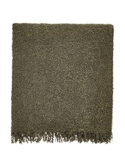 Bedeck of Belfast Olive Boucle Wool Rich Throw - Image 3 of 4