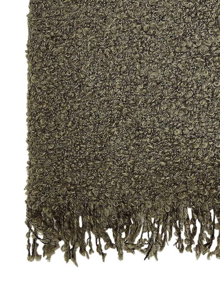 Bedeck of Belfast Olive Boucle Wool Rich Throw - Image 4 of 4