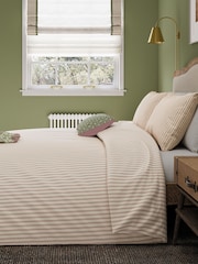 Helena Springfield Green Pink Ticking Stripe 100% Cotton Duvet Set - Image 2 of 5
