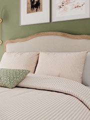 Helena Springfield Green Pink Ticking Stripe 100% Cotton Duvet Set - Image 3 of 5