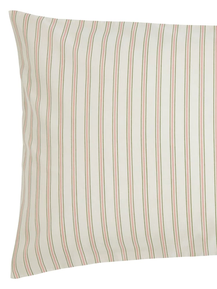 Helena Springfield Green Pink Ticking Stripe 100% Cotton Duvet Set - Image 5 of 5