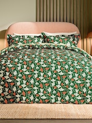 Scion Green Fan Floral Print 100% Cotton Duvet Set - Image 1 of 6