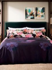 Ted Baker Navy Painted Posy 200 TC Sateen Duvet Set - Image 2 of 6