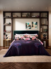 Ted Baker Navy Painted Posy 200 TC Sateen Duvet Set - Image 3 of 6