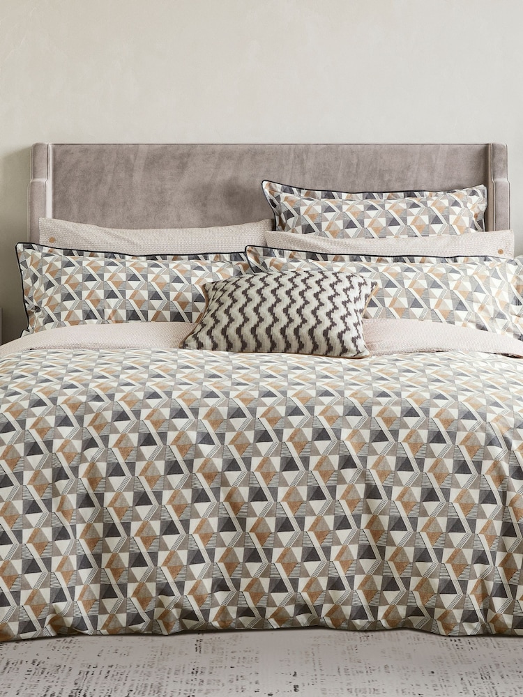 Bedeck of Belfast Charcoal/Tan Harun 200 Thread Count Pillowcases Pair - Image 1 of 5