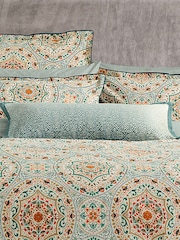 Bedeck of Belfast Gold Teal Addison 200 TC 100% Cotton Square Pillowcase - Image 1 of 5