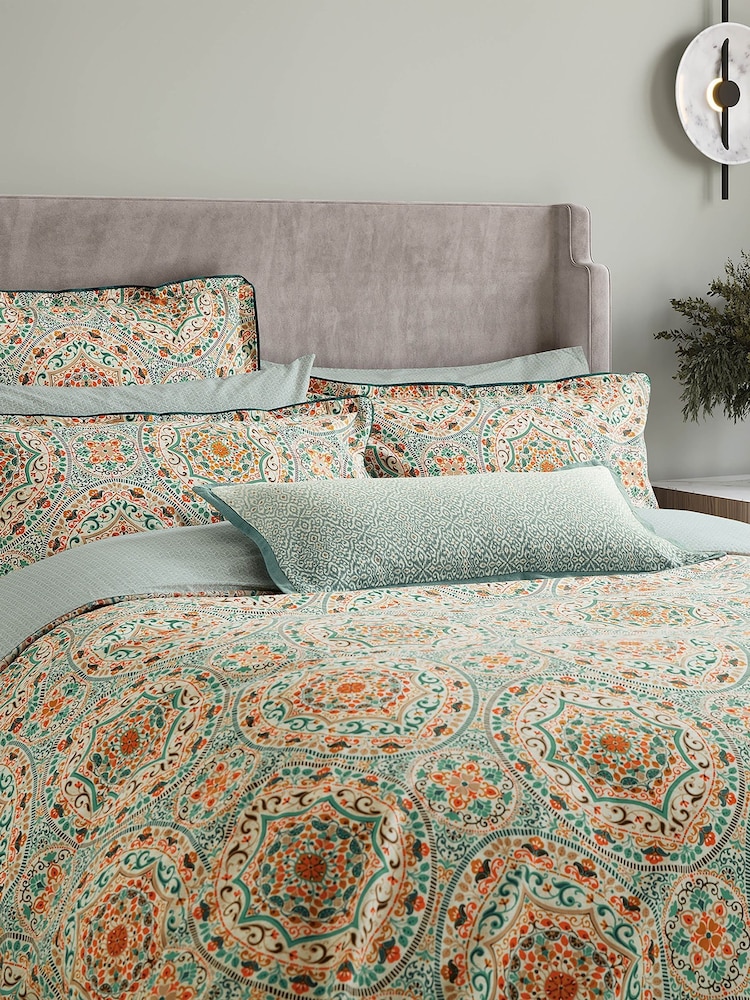 Bedeck of Belfast Gold Teal Addison 200 TC 100% Cotton Square Pillowcase - Image 2 of 5 Bedeck of Belfast Gold Teal Addison 200 TC 100% Cotton Square Pillowcase - Image 2 of 5