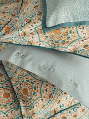 Bedeck of Belfast Gold Teal Addison 200 TC 100% Cotton Square Pillowcase - Image 4 of 5