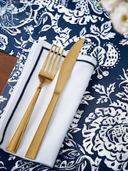 Bedeck of Belfast Set of 4 Midnight Navy Saja 100% Cotton Napkins - Image 1 of 3