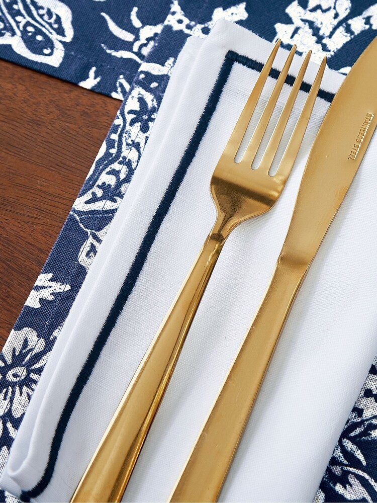 Bedeck of Belfast Set of 4 Midnight Navy Saja 100% Cotton Napkins - Image 3 of 3