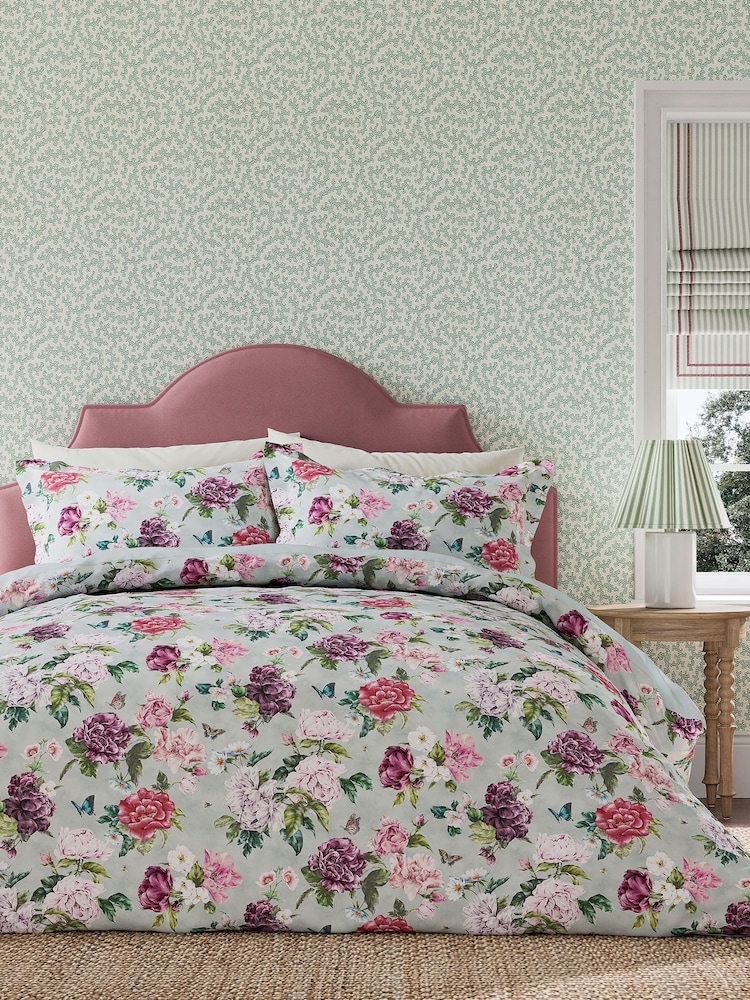 Sanderson Vinyard Rose Summer Peony 100% Cotton Duvet Set - Image 2 of 6