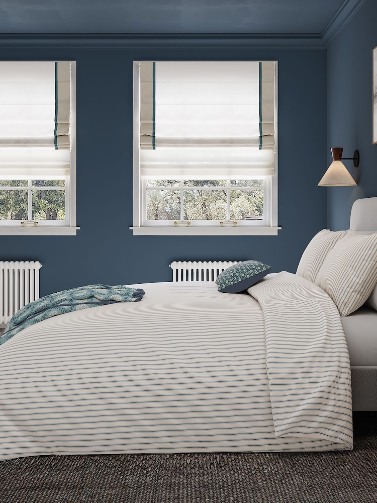 Helena Springfield Blue Teal Ticking Stripe Duvet Set - Image 1 of 5 Helena Springfield Blue Teal Ticking Stripe Duvet Set - Image 1 of 5