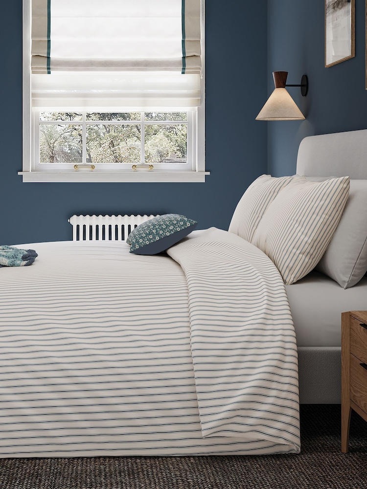 Helena Springfield Blue Teal Ticking Stripe Duvet Set - Image 2 of 5