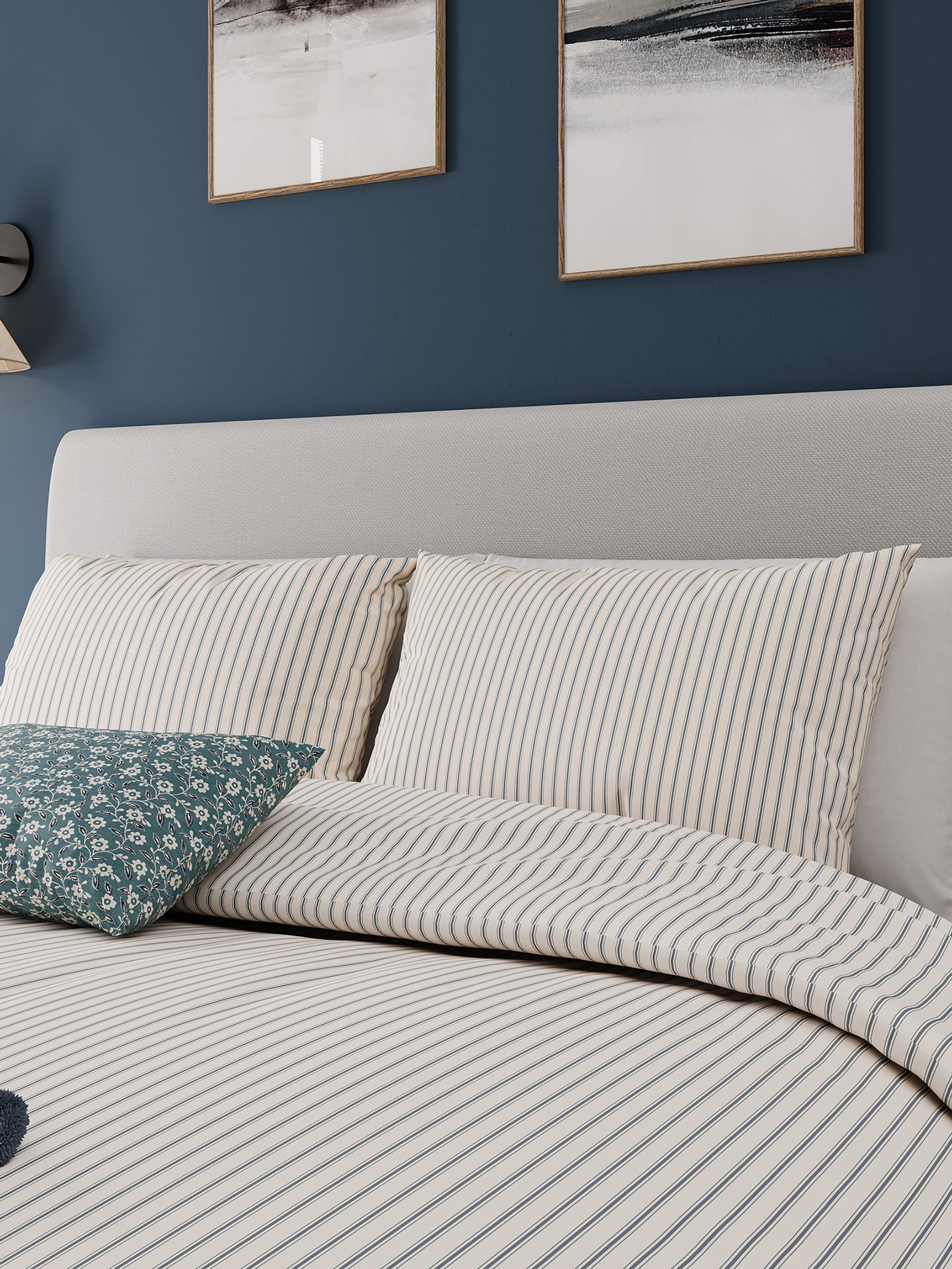 Helena Springfield ダブル 掛け布団カバー＋枕カバーx2 英国 Buy Helena Springfield Blue Teal Ticking Stripe Duvet Set from