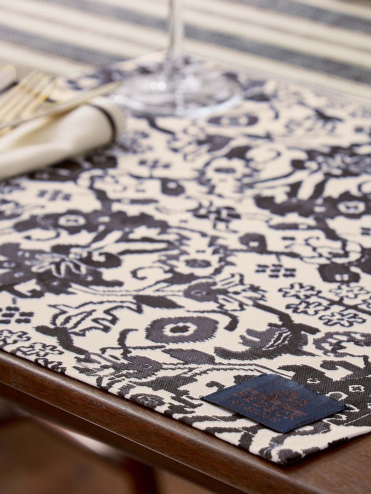 Bedeck of Belfast Set of 2 Charcoal Saja 100% Cotton Placemats - Image 2 of 3