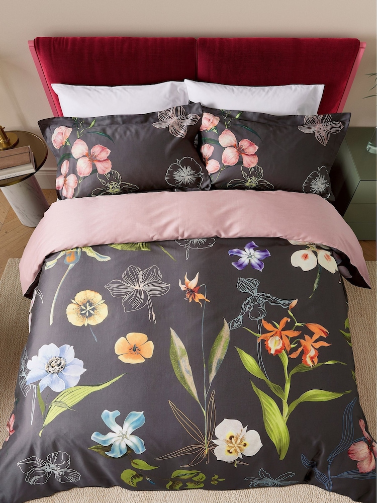 Ted Baker Charcoal New Hampton 200 TC Sateen Duvet Set - Image 1 of 6