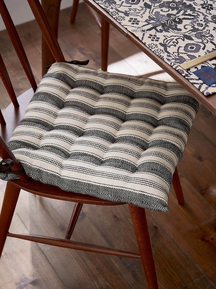 Bedeck of Belfast Charcoal Saja Stripe Seat Pad - Image 1 of 3 Bedeck of Belfast Charcoal Saja Stripe Seat Pad - Image 1 of 3