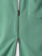 Green Tunneled Hem Lightweight Jersey Zip Through Funnel Sweat Top - Image 6 of 6