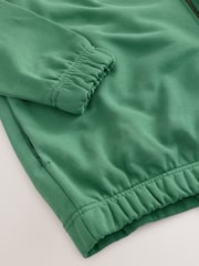 Green Tunneled Hem Lightweight Jersey Zip Through Funnel Sweat Top - Image 9 of 9