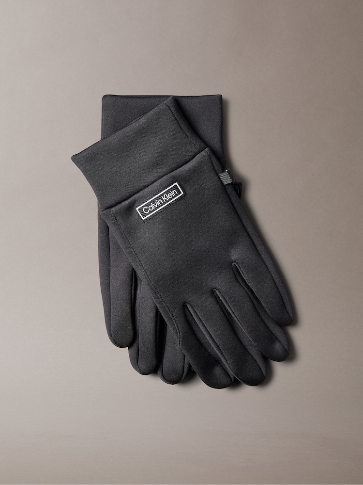 Calvin Klein Black Technical Stretch Touchscreen Gloves - Image 1 of 3