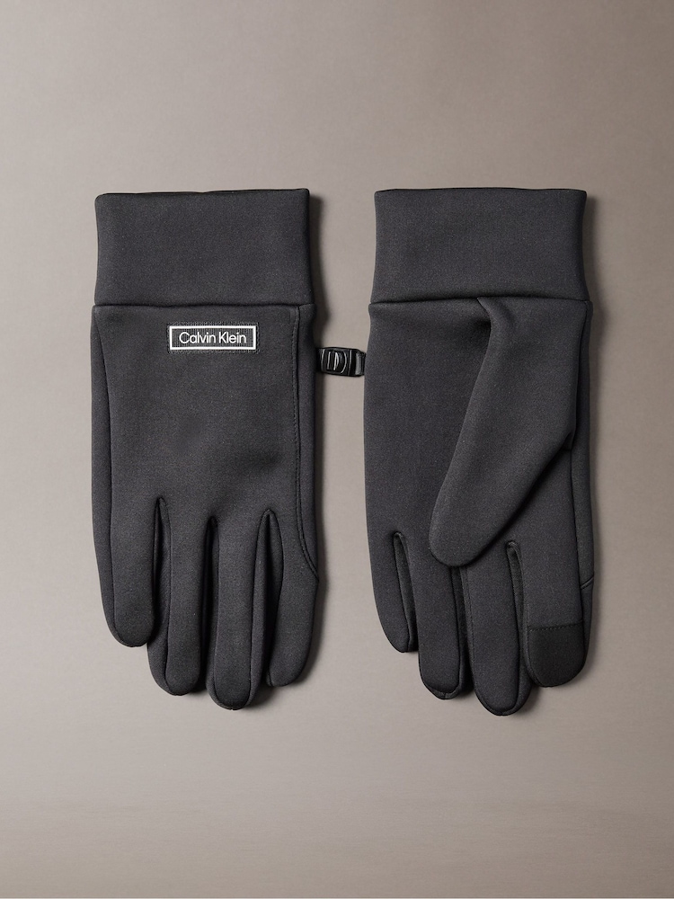 Calvin Klein Black Technical Stretch Touchscreen Gloves - Image 2 of 3