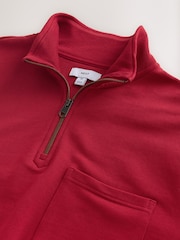 Red Tunneled Hem Lightweight Jersey Zip Through Funnel Neck Sweatshirt - Image 8 of 9