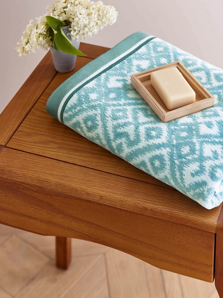 Bedeck of Belfast Celadon Aldin Cotton Towel - Image 1 of 4 Bedeck of Belfast Celadon Aldin Cotton Towel - Image 1 of 4
