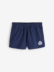 Sporty & Rich Blue New York Crest Embroidered Shorts - Image 1 of 4