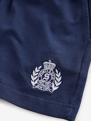 Sporty & Rich Blue New York Crest Embroidered Shorts - Image 3 of 4