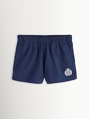 Sporty & Rich Blue New York Crest Embroidered Shorts - Image 6 of 9