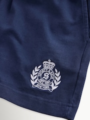 Sporty & Rich Blue New York Crest Embroidered Shorts - Image 8 of 9
