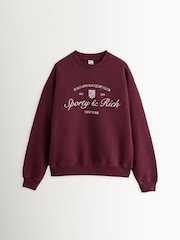 Sporty & Rich Red Beverly Script Crewneck Sweat Top - Image 6 of 9