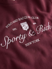 Sporty & Rich Red Beverly Script Crewneck Sweat Top - Image 8 of 9